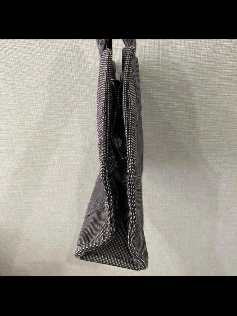 Hermes Navy Gray Canvas Messenger Tote